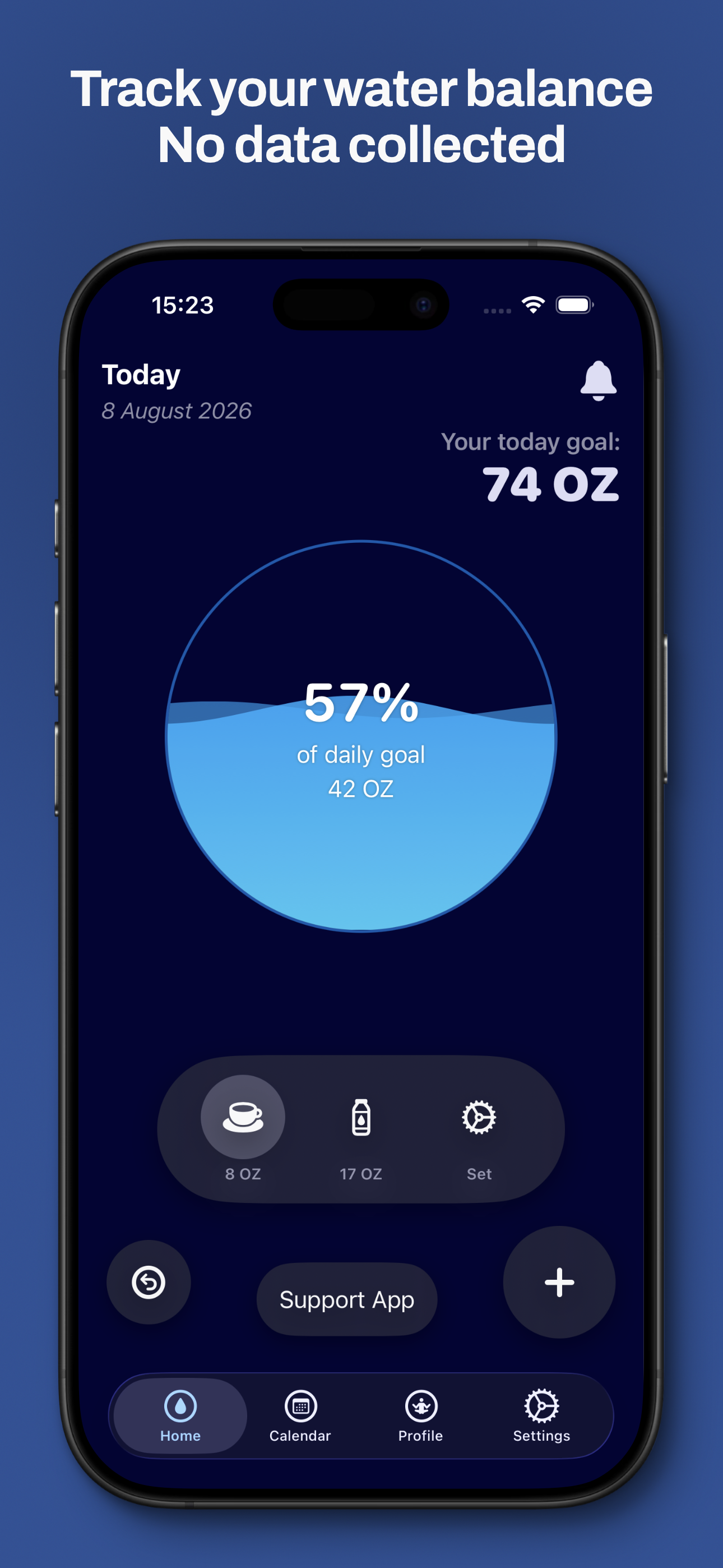 WaterTotter hydration goal screen