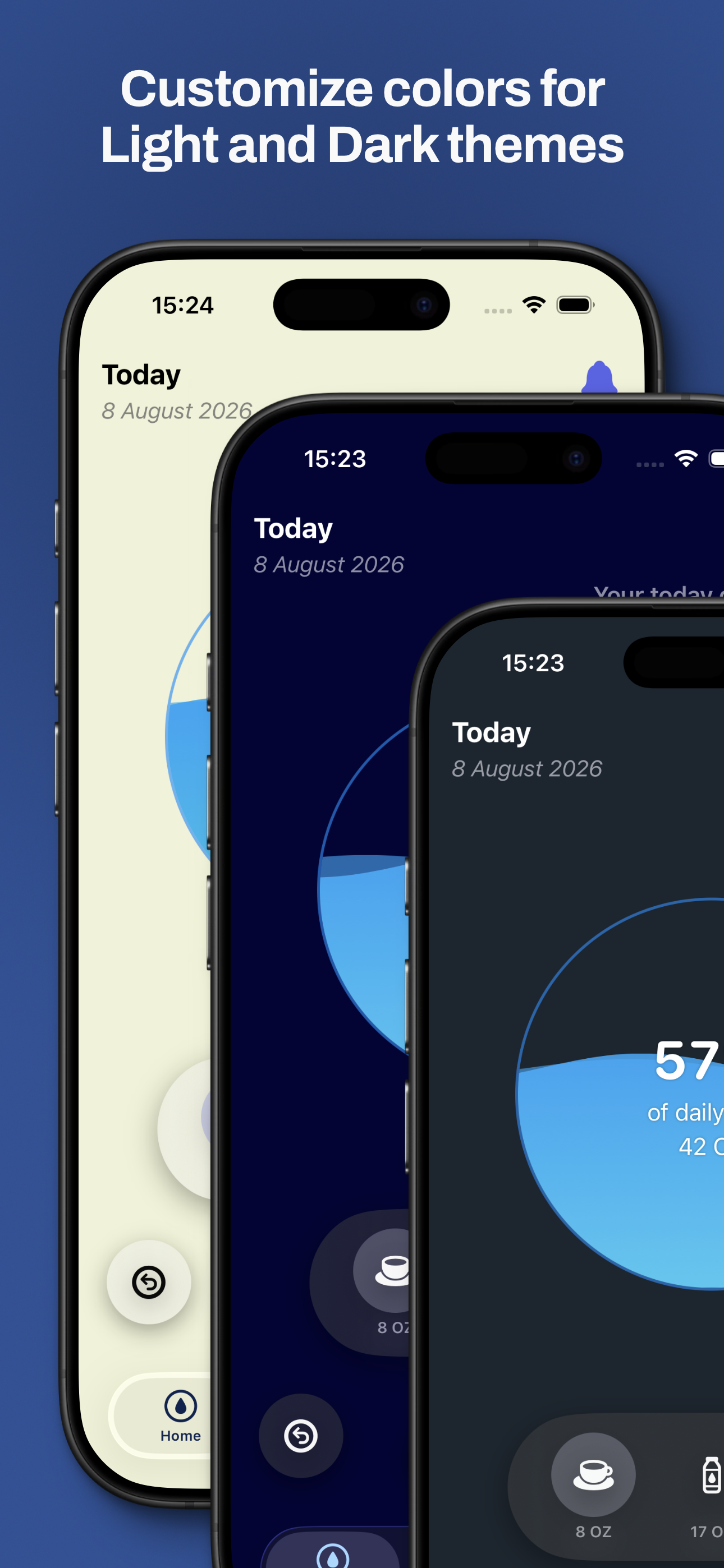 WaterTotter beverage logging screen